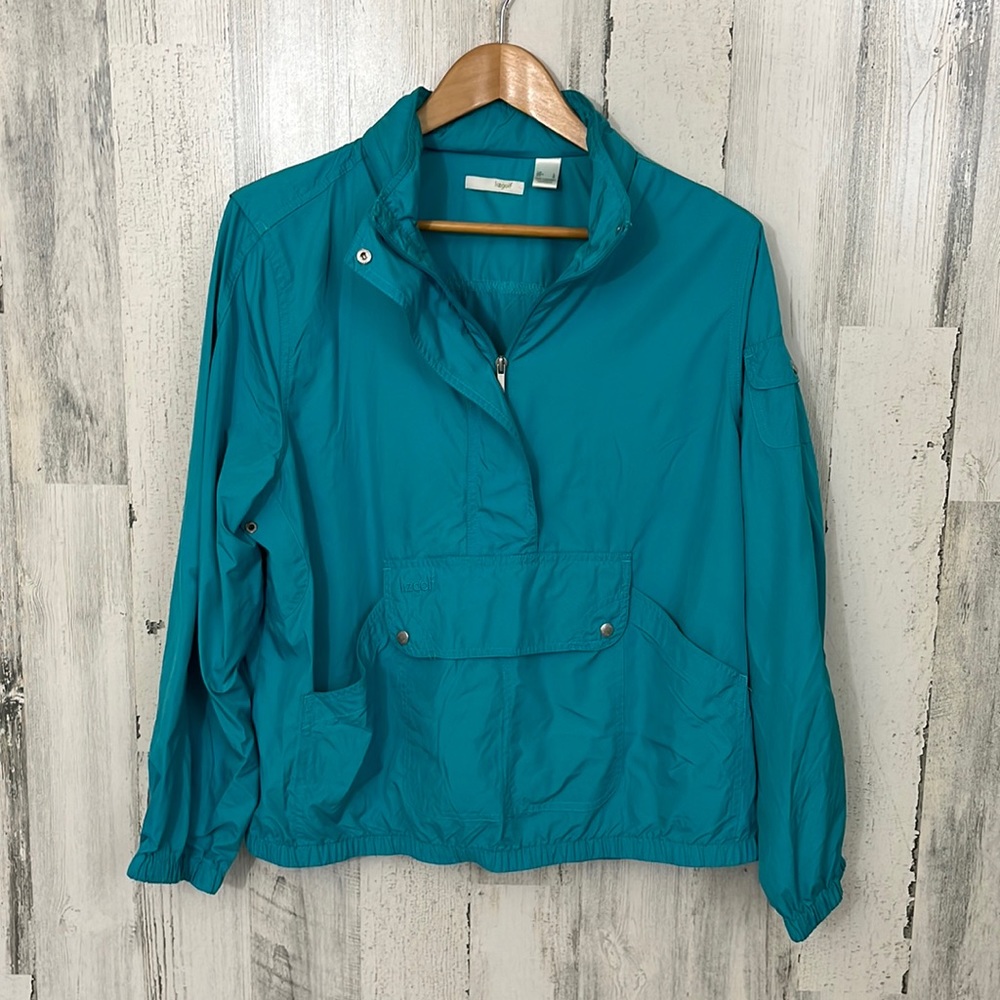 F3- large Lg  blue jacket size L LIZ GOLF windbreaker